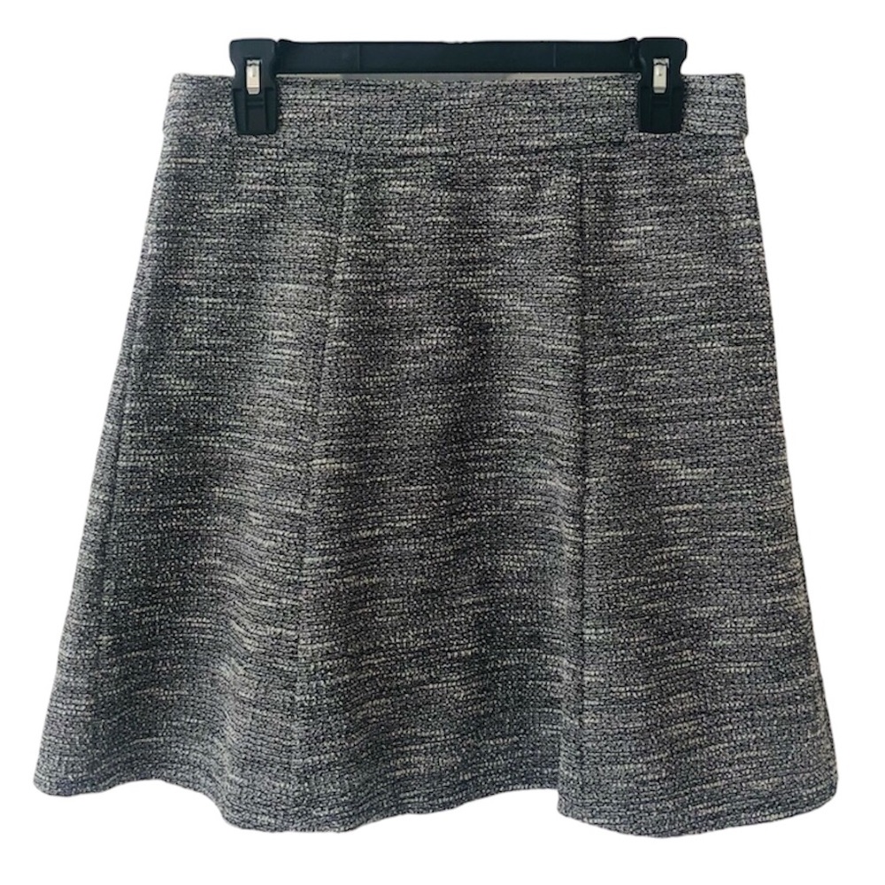 LOFT | Pull On Gray White Purple Marled Textured Knit A Line Skater Skirt